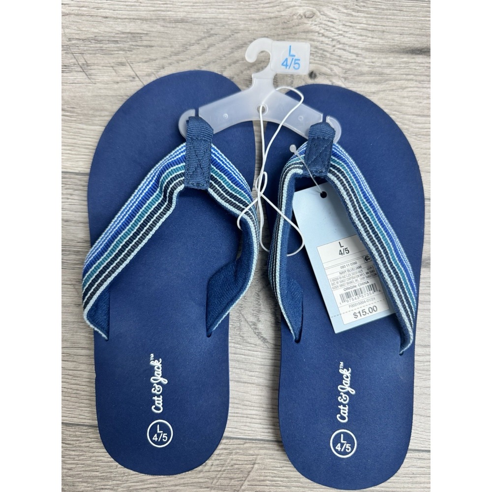 Cat & Jack Big Kids Blue Flip Flop Sandals Size L 4-5